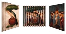 Still Life Crucifixion, Multiview Painting, Oil on Wood. 1999 12″x12″ Private Collection